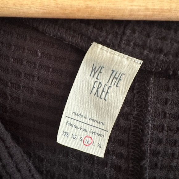 Free People We the Free Black Waffleknit Crazy On You Bell Sleeve Cropped Top - Picture 7 of 8